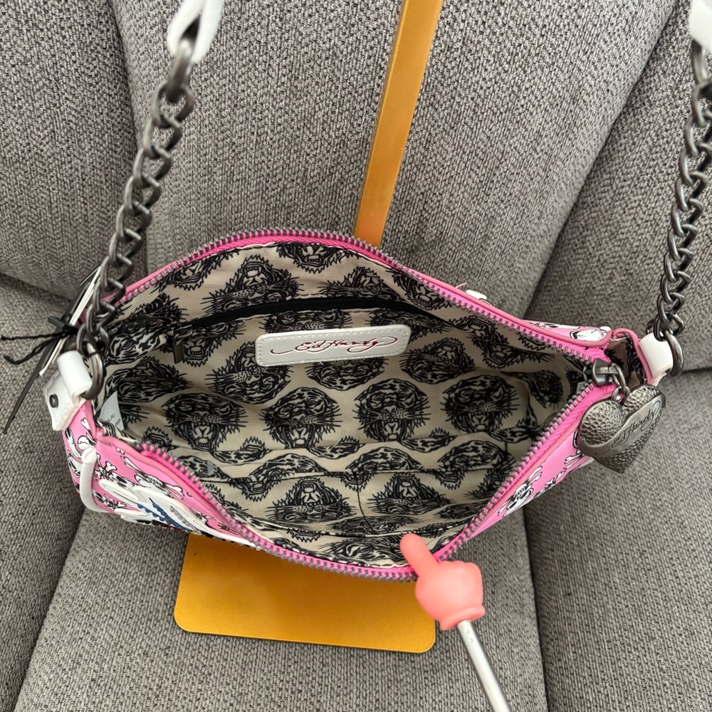 Ed Hardy Pink Skull Shoulder Bag • Y2K Tattoo Style • NWT - Picture 11 of 13